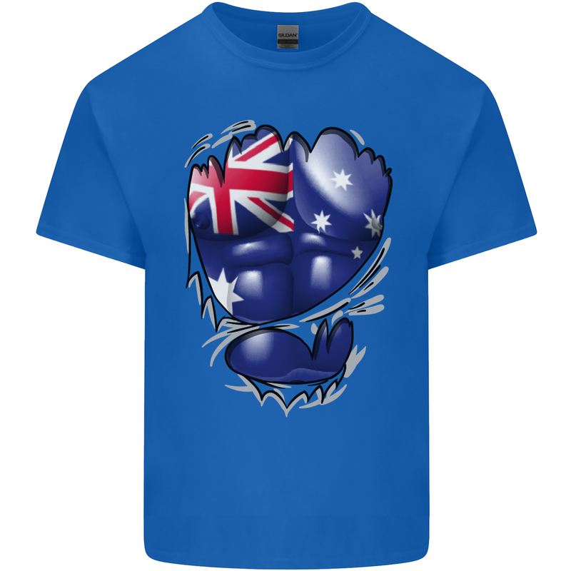 Gym Australian Flag Muscles Australia Mens Cotton T-Shirt Tee Top Royal Blue