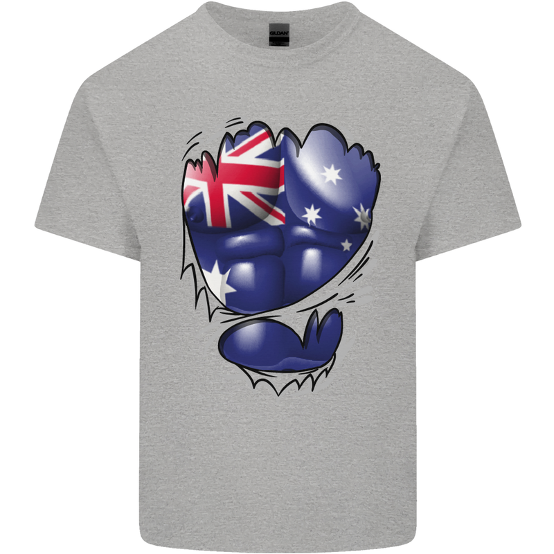 Gym Australian Flag Muscles Australia Mens Cotton T-Shirt Tee Top Sports Grey