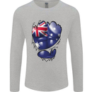 Gym Australian Flag Muscles Australia Mens Long Sleeve T-Shirt Sports Grey