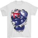 Gym Australian Flag Muscles Australia Mens T-Shirt Cotton Gildan White