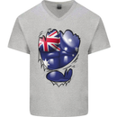 Gym Australian Flag Muscles Australia Mens V-Neck Cotton T-Shirt Sports Grey