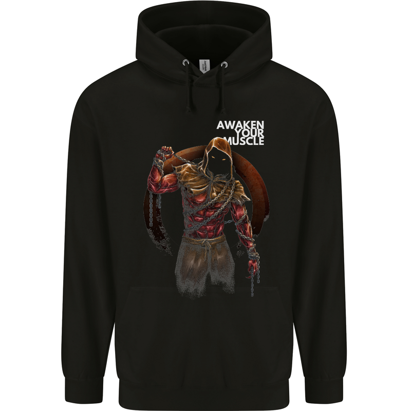 Gym Awaken Your Muscle Training Top Demon Mens Hoodie Black