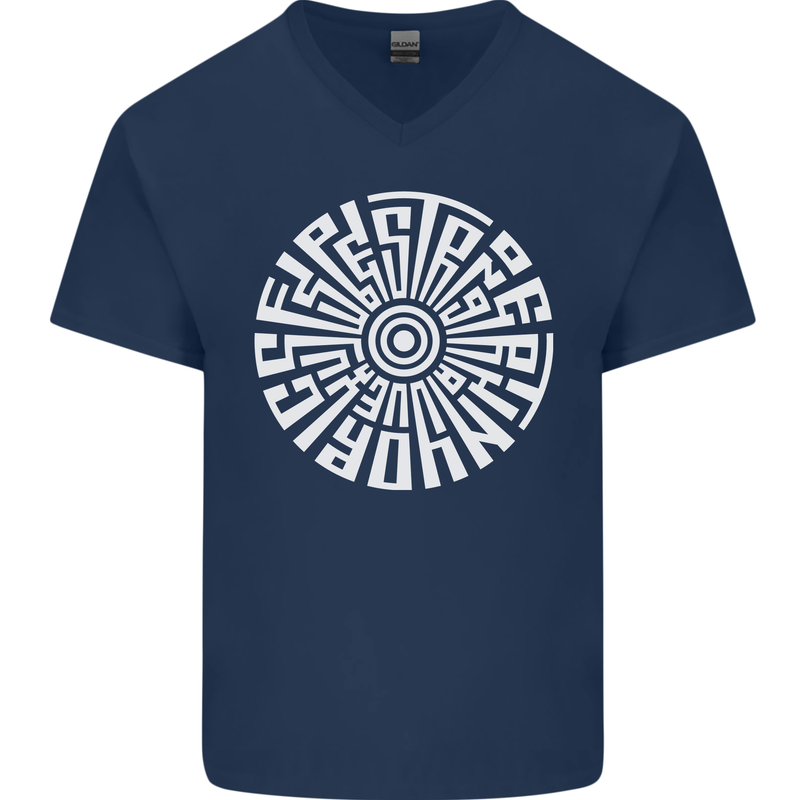 Gym Be Stronger Than Your Excuses Fitness Mens V-Neck Cotton T-Shirt Navy Blue