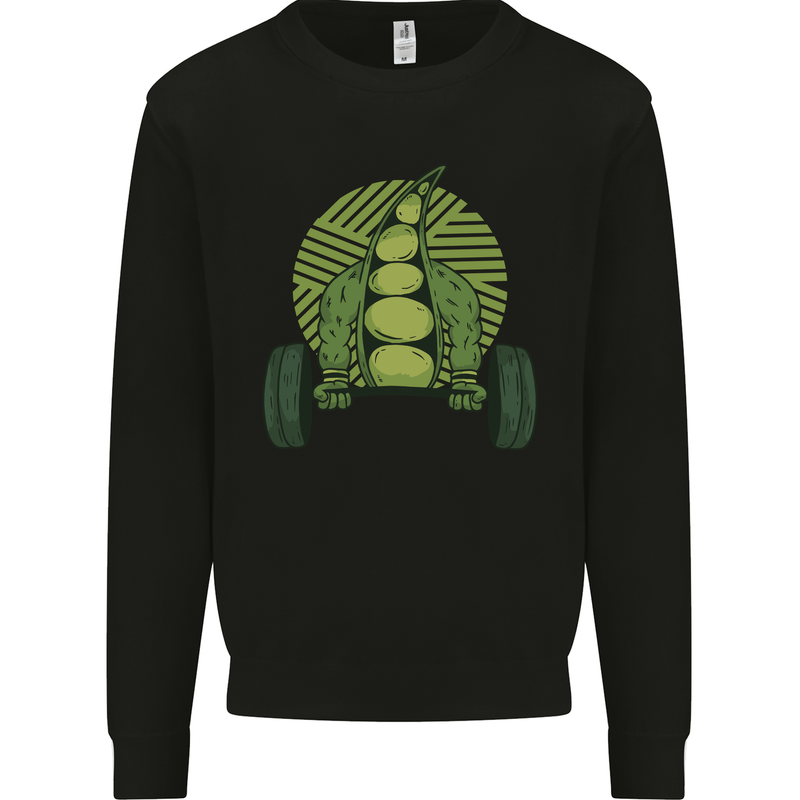 Gym Bean Bodybuilding Gym Training Kids Sweatshirt Jumper Black