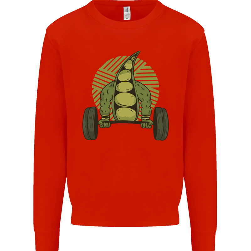 Gym Bean Bodybuilding Gym Training Kids Sweatshirt Jumper Bright Red