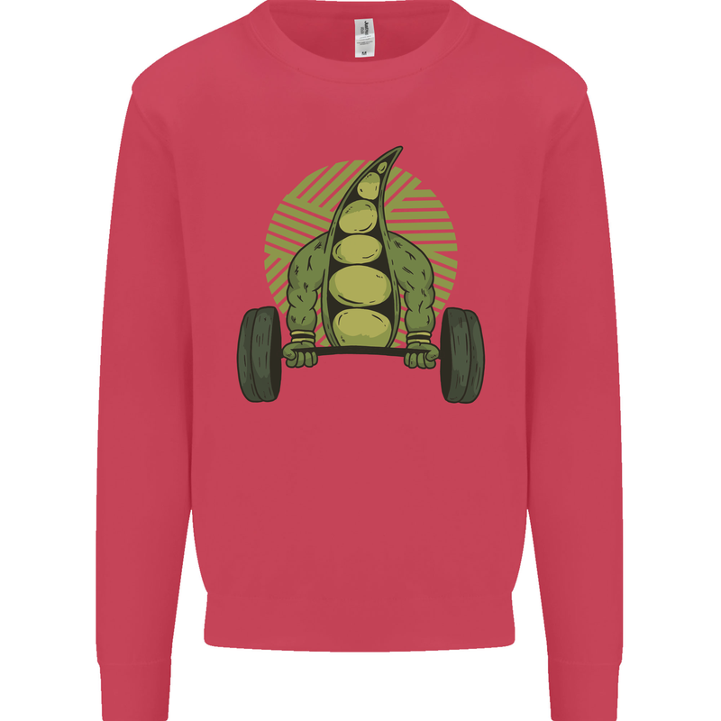 Gym Bean Bodybuilding Gym Training Kids Sweatshirt Jumper Heliconia