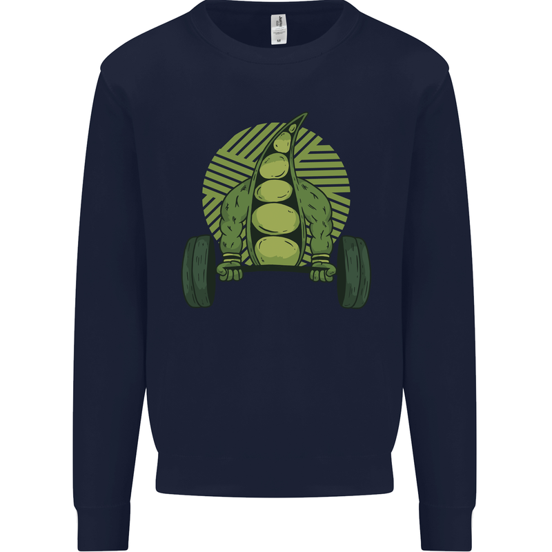 Gym Bean Bodybuilding Gym Training Kids Sweatshirt Jumper Navy Blue