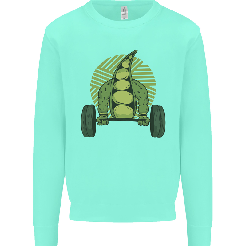 Gym Bean Bodybuilding Gym Training Kids Sweatshirt Jumper Peppermint
