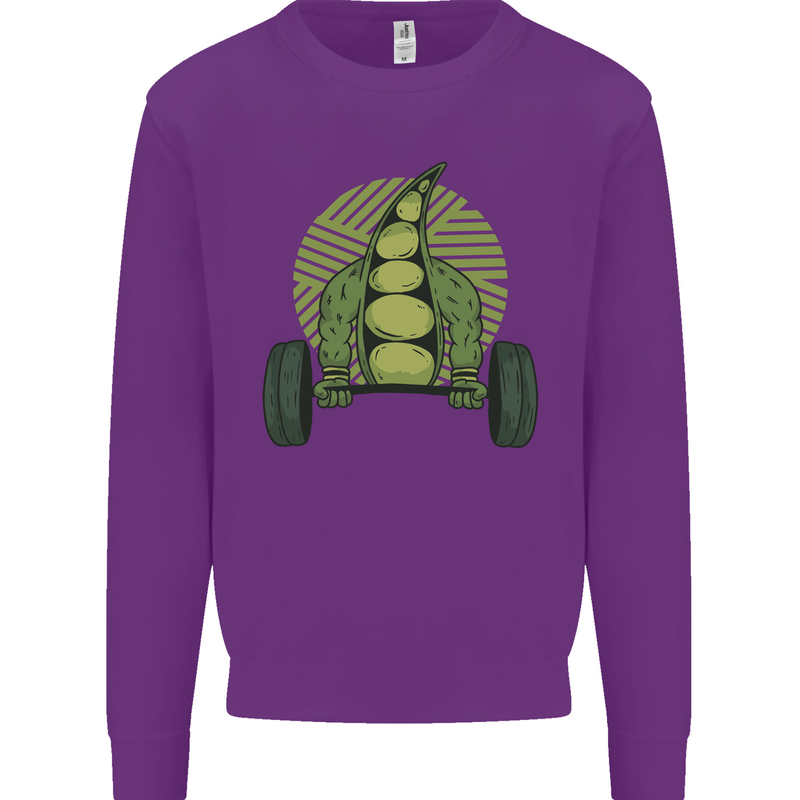 Gym Bean Bodybuilding Gym Training Kids Sweatshirt Jumper Purple