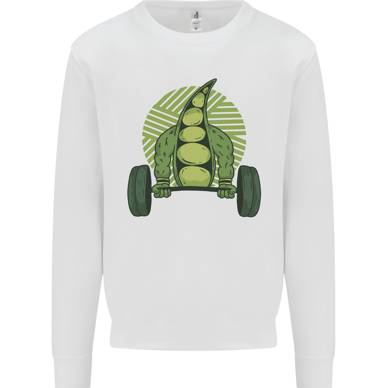 Gym Bean Bodybuilding Gym Training Kids Sweatshirt Jumper White