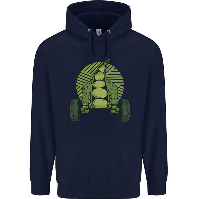 Gym Bean Bodybuilding Gym Training Mens 80% Cotton Hoodie Navy Blue