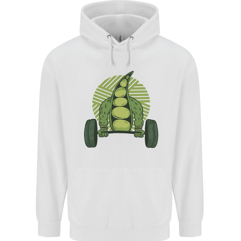 Gym Bean Bodybuilding Gym Training Mens 80% Cotton Hoodie White