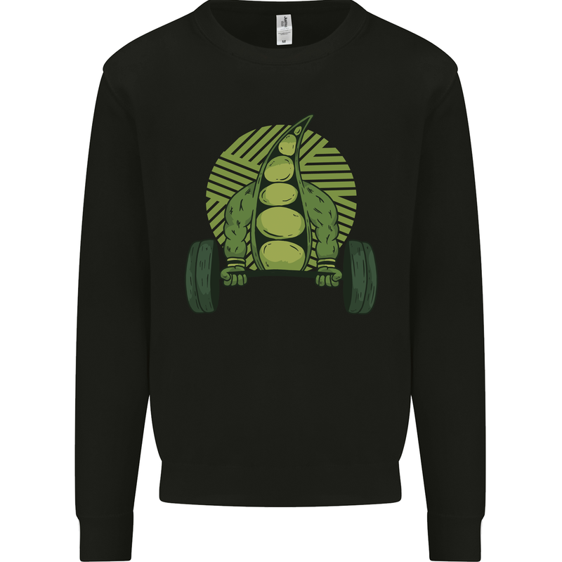 Gym Bean Bodybuilding Gym Training Mens Sweatshirt Jumper Black