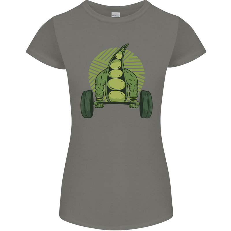 Gym Bean Bodybuilding Gym Training Womens Petite Cut T-Shirt Charcoal