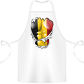 Gym Belgian Flag Ripped Muscles Belgium Cotton Apron 100% Organic White