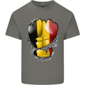 Gym Belgian Flag Ripped Muscles Belgium Kids T-Shirt Childrens Charcoal