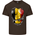 Gym Belgian Flag Ripped Muscles Belgium Kids T-Shirt Childrens Chocolate