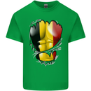 Gym Belgian Flag Ripped Muscles Belgium Kids T-Shirt Childrens Irish Green