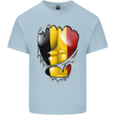 Gym Belgian Flag Ripped Muscles Belgium Kids T-Shirt Childrens Light Blue