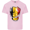 Gym Belgian Flag Ripped Muscles Belgium Kids T-Shirt Childrens Light Pink