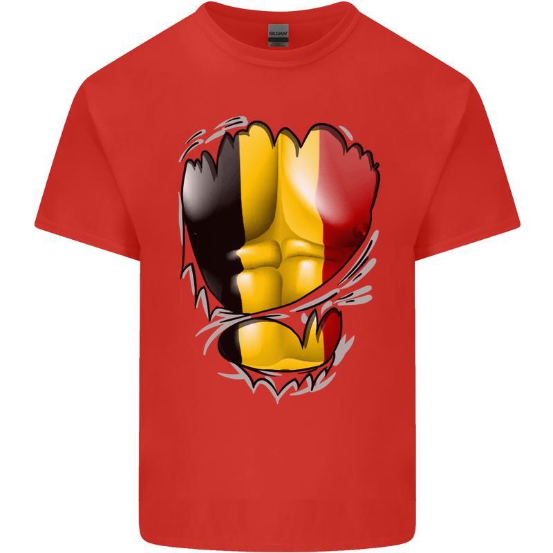 Gym Belgian Flag Ripped Muscles Belgium Kids T-Shirt Childrens Red