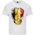 Gym Belgian Flag Ripped Muscles Belgium Kids T-Shirt Childrens White