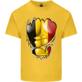 Gym Belgian Flag Ripped Muscles Belgium Kids T-Shirt Childrens Yellow