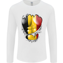 Gym Belgian Flag Ripped Muscles Belgium Mens Long Sleeve T-Shirt White