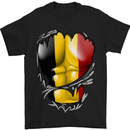 Gym Belgian Flag Ripped Muscles Belgium Mens T-Shirt Cotton Gildan Black
