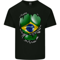 Gym Brazilian Flag Ripped Muscles Brazil Kids T-Shirt Childrens Black