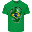 Gym Brazilian Flag Ripped Muscles Brazil Kids T-Shirt Childrens Irish Green