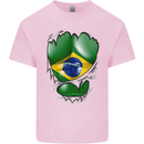 Gym Brazilian Flag Ripped Muscles Brazil Kids T-Shirt Childrens Light Pink