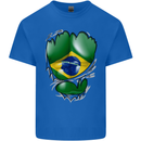 Gym Brazilian Flag Ripped Muscles Brazil Kids T-Shirt Childrens Royal Blue