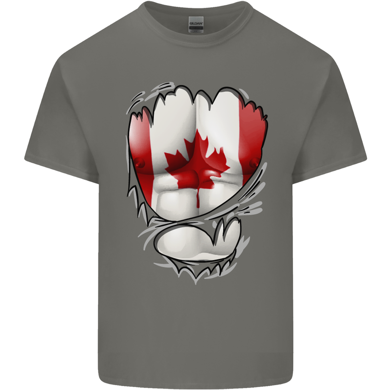 Gym Canadian Maple Leaf Flag Muscles Canada Kids T-Shirt Childrens Charcoal