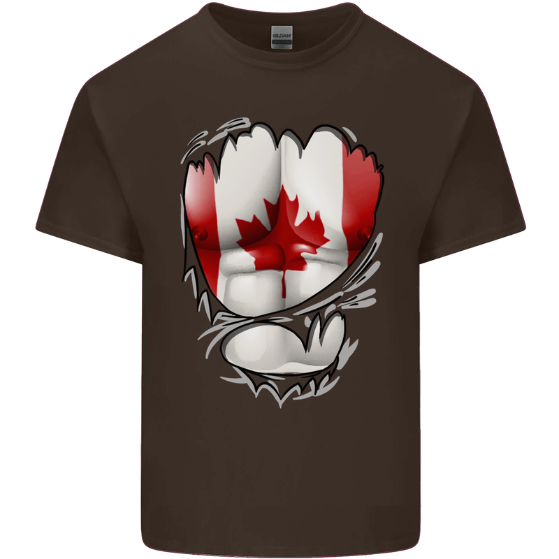 Gym Canadian Maple Leaf Flag Muscles Canada Kids T-Shirt Childrens Chocolate