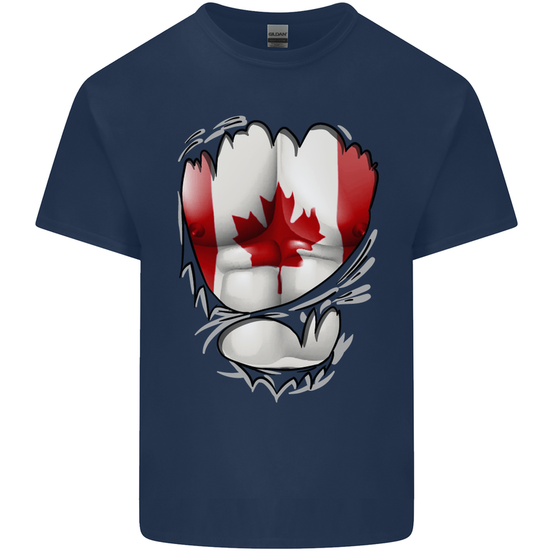 Gym Canadian Maple Leaf Flag Muscles Canada Kids T-Shirt Childrens Navy Blue