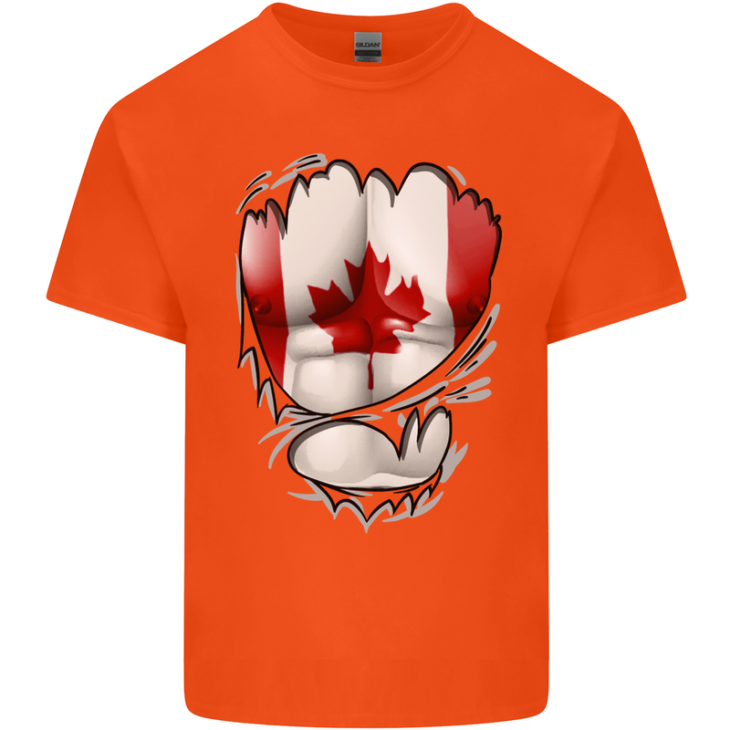 Gym Canadian Maple Leaf Flag Muscles Canada Kids T-Shirt Childrens Orange