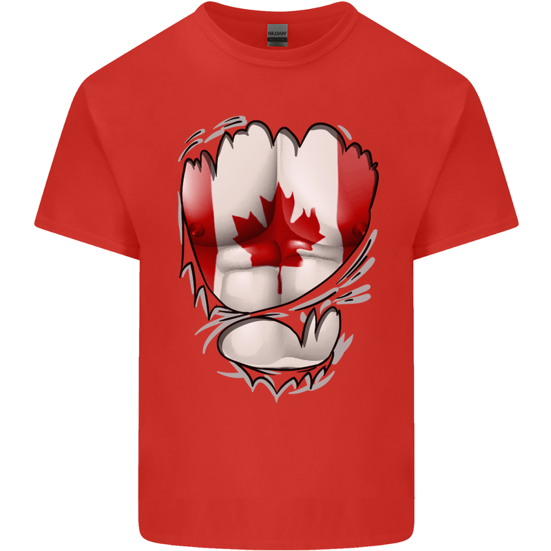 Gym Canadian Maple Leaf Flag Muscles Canada Kids T-Shirt Childrens Red