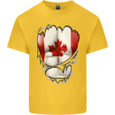 Gym Canadian Maple Leaf Flag Muscles Canada Kids T-Shirt Childrens Yellow