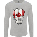 Gym Canadian Maple Leaf Flag Muscles Canada Mens Long Sleeve T-Shirt Sports Grey
