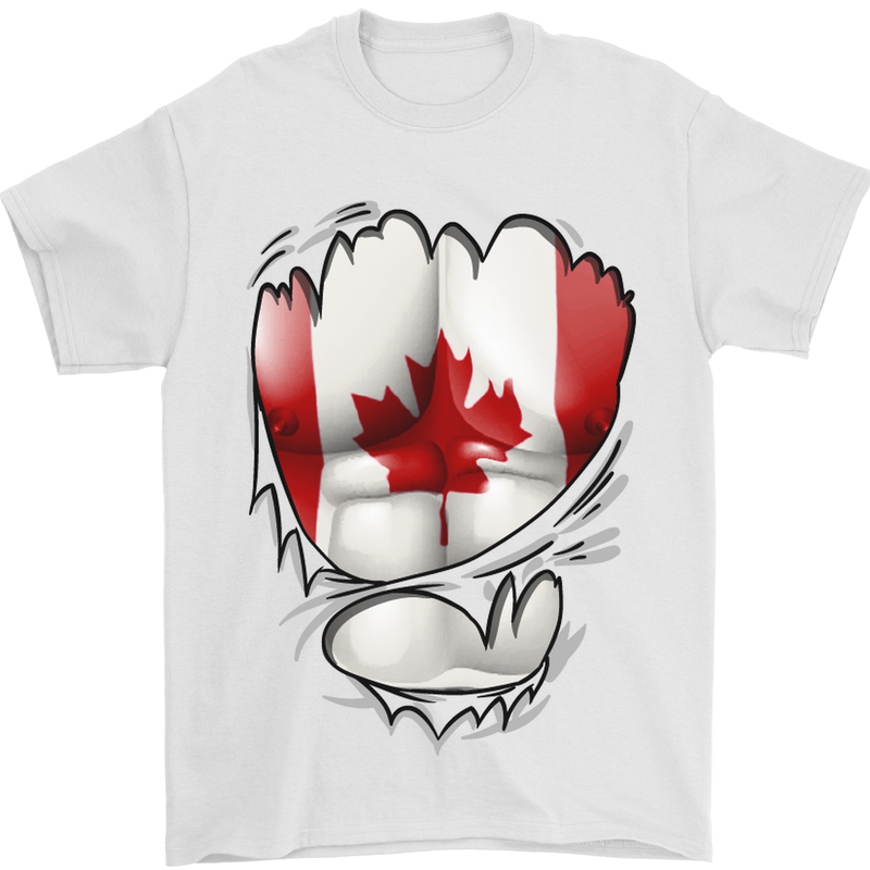 Gym Canadian Maple Leaf Flag Muscles Canada Mens T-Shirt Cotton Gildan White