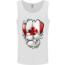 Gym Canadian Maple Leaf Flag Muscles Canada Mens Vest Tank Top White