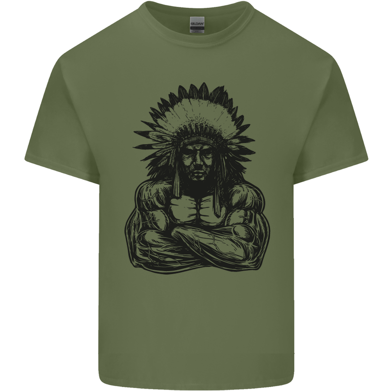 Gym Chief Training Top Bodybuilding MMA Mens Cotton T-Shirt Tee Top Military Green