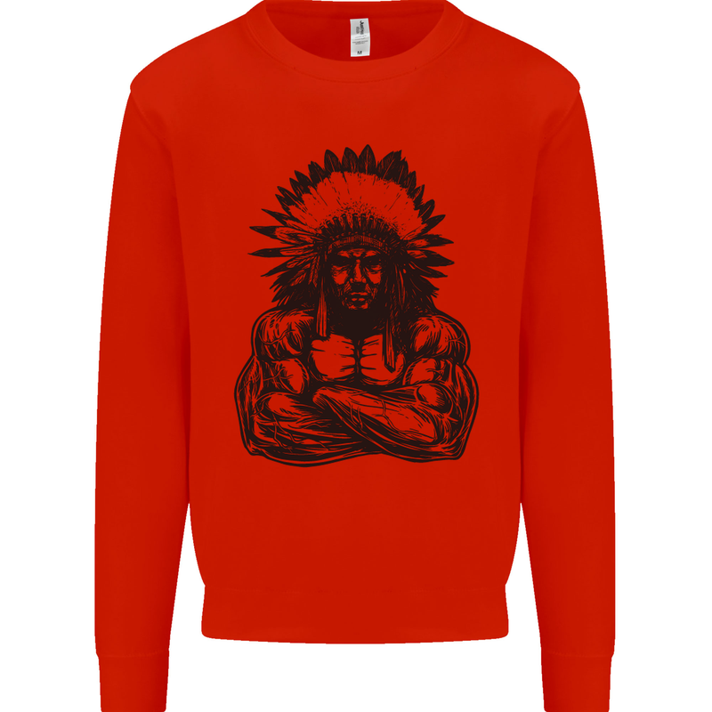 Gym Chief Training Top Bodybuilding MMA Mens Sweatshirt Jumper Bright Red