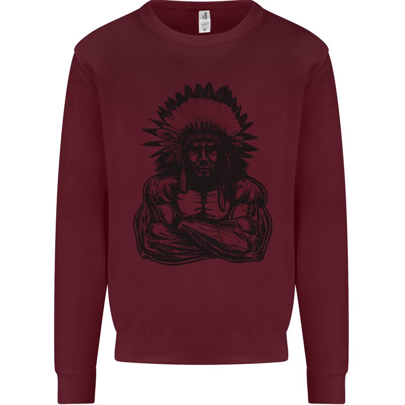 Gym Chief Training Top Bodybuilding MMA Mens Sweatshirt Jumper Maroon