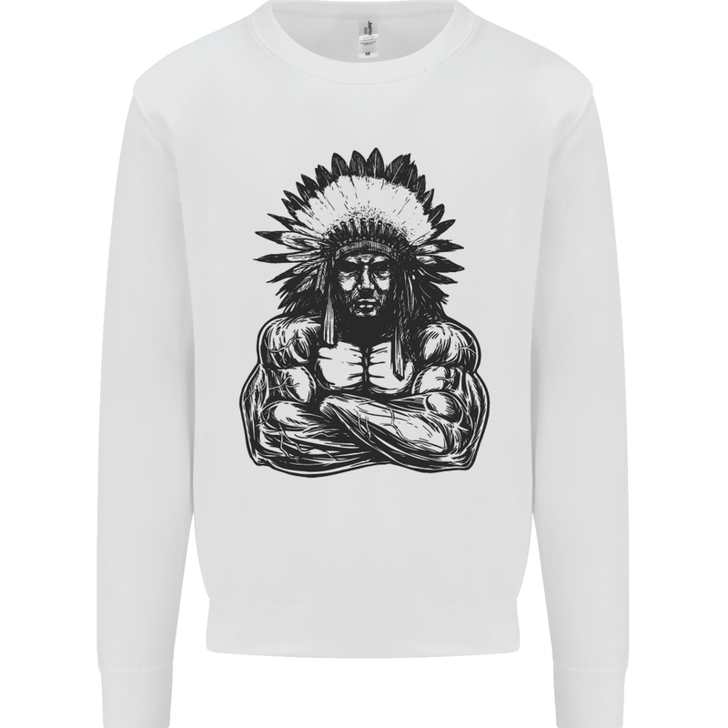 Gym Chief Training Top Bodybuilding MMA Mens Sweatshirt Jumper White