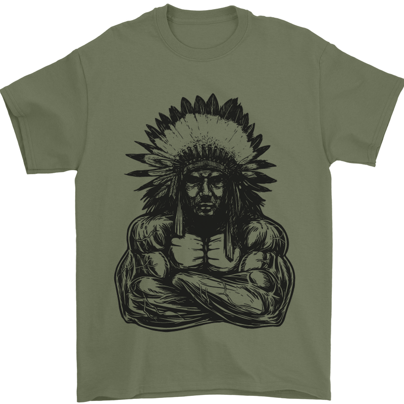 Gym Chief Training Top Bodybuilding MMA Mens T-Shirt Cotton Gildan Military Green