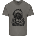 Gym Chief Training Top Bodybuilding MMA Mens V-Neck Cotton T-Shirt Charcoal