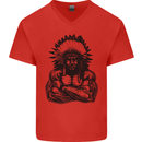 Gym Chief Training Top Bodybuilding MMA Mens V-Neck Cotton T-Shirt Red