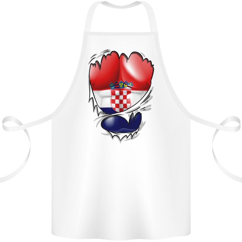 Gym Croatian Flag Ripped Muscles Croatia Cotton Apron 100% Organic White